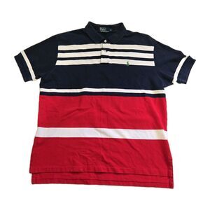 Vtg Polo Ralph Lauren Shirt Mens XL Red White Blue Colorblock Polo Patriotic